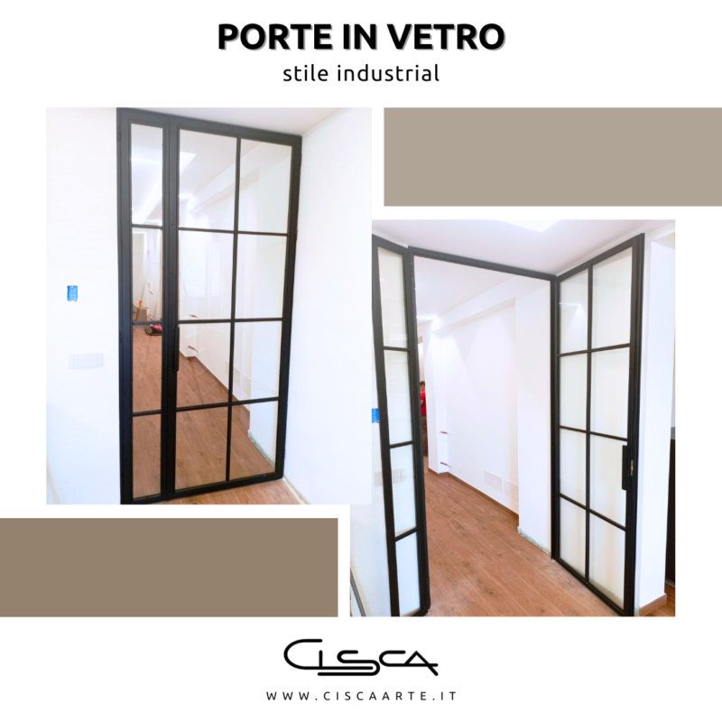 porte in vetro stile industriale