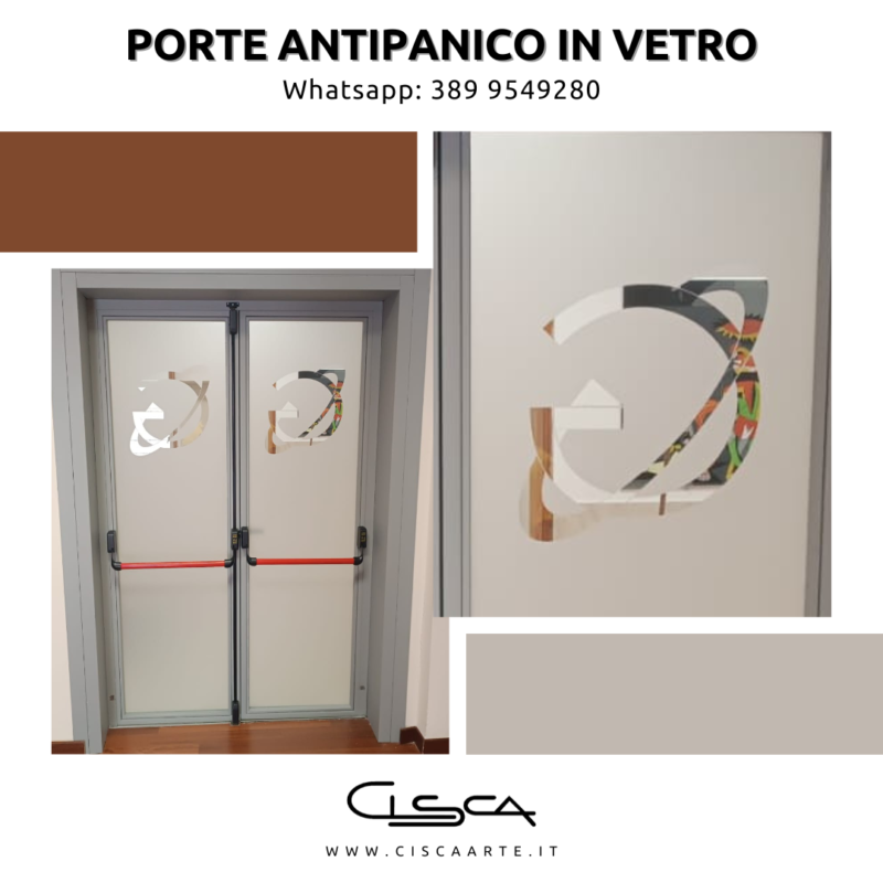 porte antipanico in vetro con logo